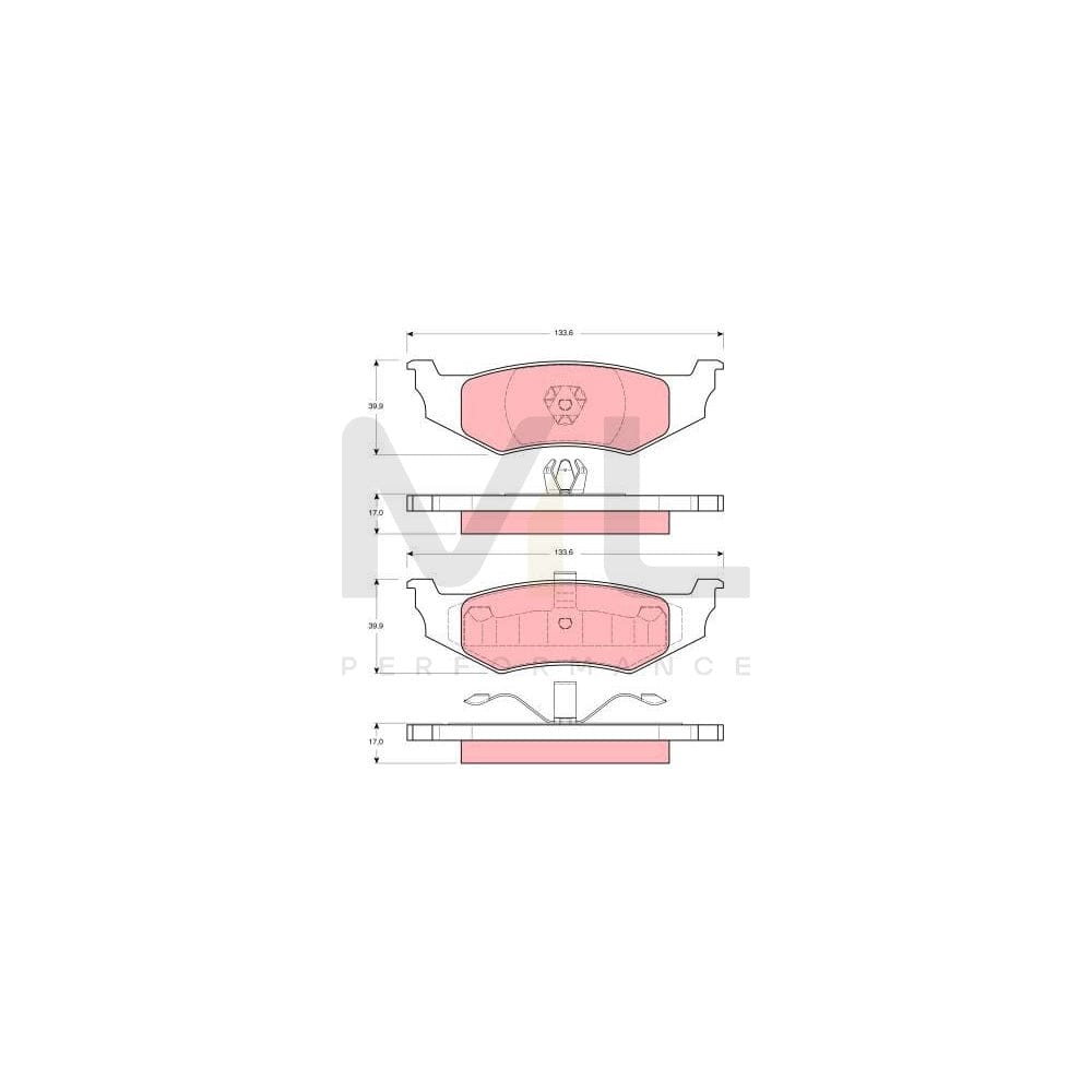 TRW Gdb1234 Brake Pad Set Not Prepared For Wear Indicator