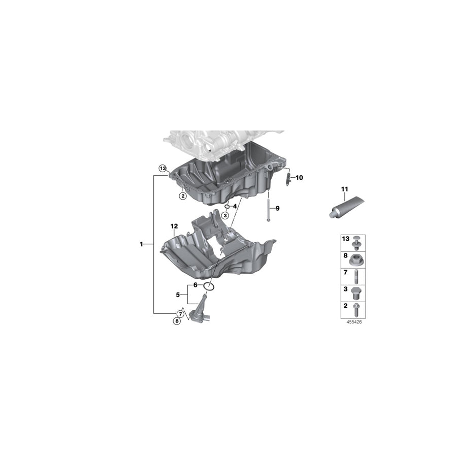 Genuine BMW 11138611694 F30 F31 F21 Oil Pan (Inc. 330i, 420i & 320i)
