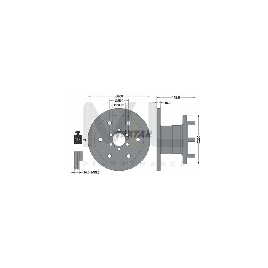 TEXTAR 93042801 Brake Disc for IVECO Daily Solid, with wheel studs, without wheel hub  - 1 piece