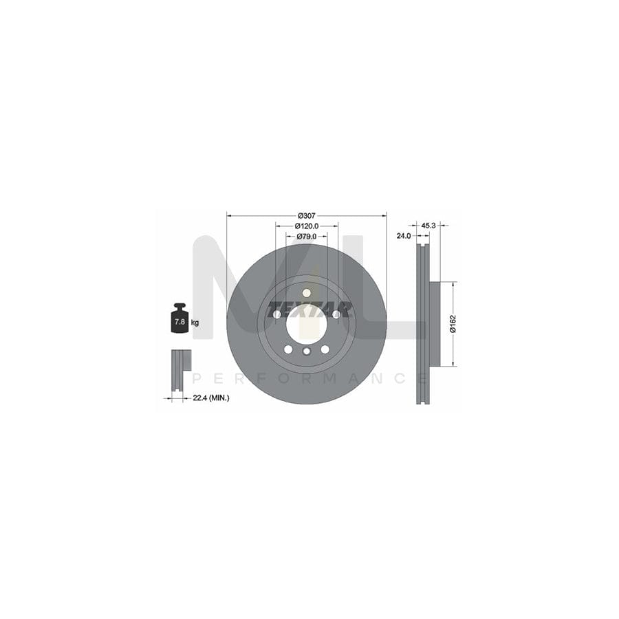 TEXTAR PRO+ 92275605 Brake Disc Internally Vented, Coated, High-carbon, without wheel hub, without wheel studs  - 1 piece