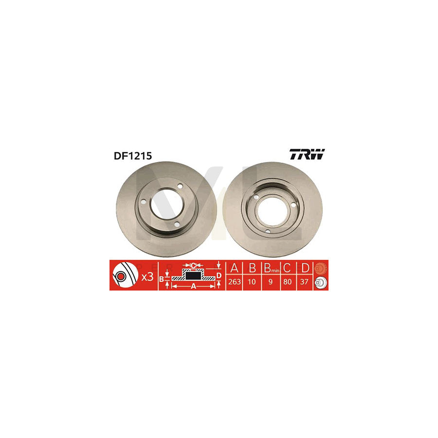 TRW DF1215 Brake Disc Solid  - 1 piece