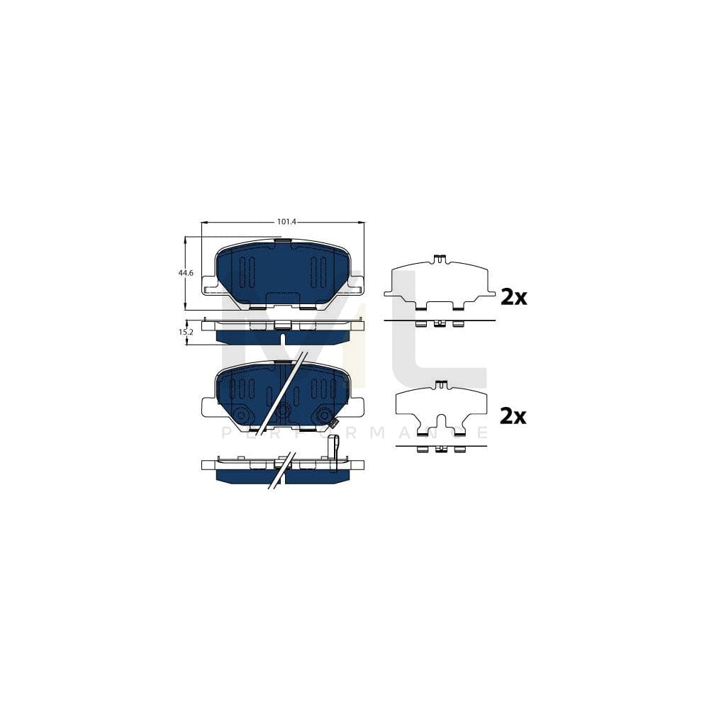 TRW Gdb3583Bte Brake Pad Set For Mitsubishi Outlander Iii Off-Road (Gg, Gf) With Acoustic Wear Warning, With Accessories