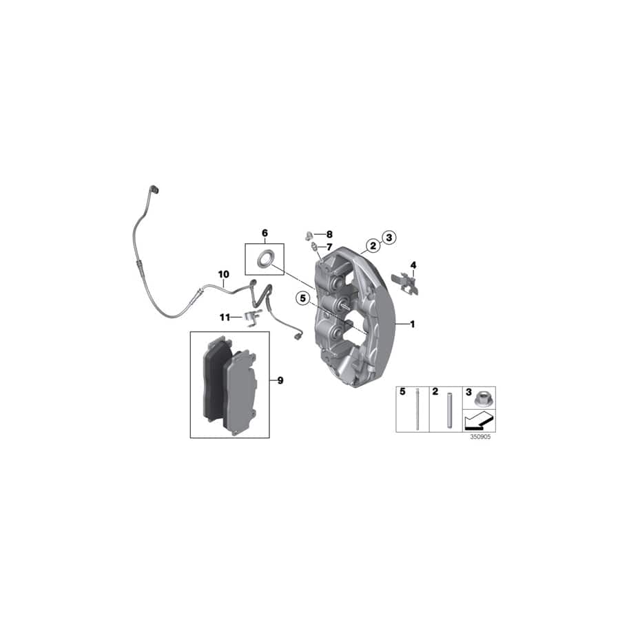 Genuine BMW 34117852119 F13 F06 Caliper Housing Left (Inc. M5 & M6)