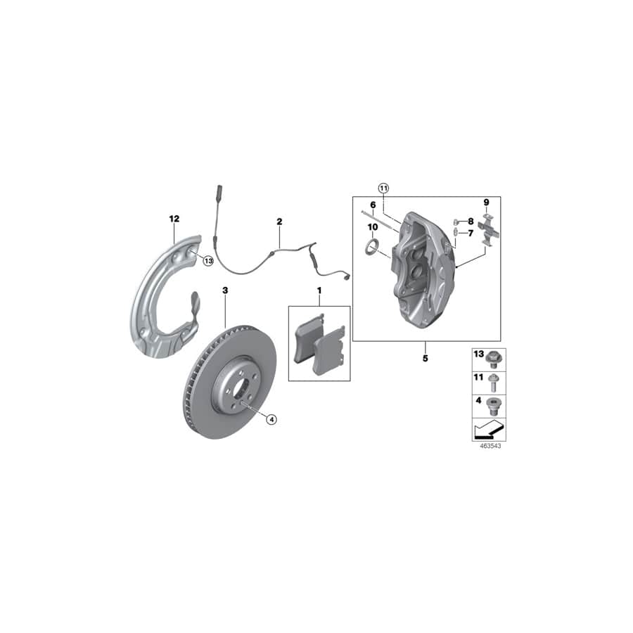 Genuine BMW 34116891312 G20 Caliper Housing Right (Inc. M340i)