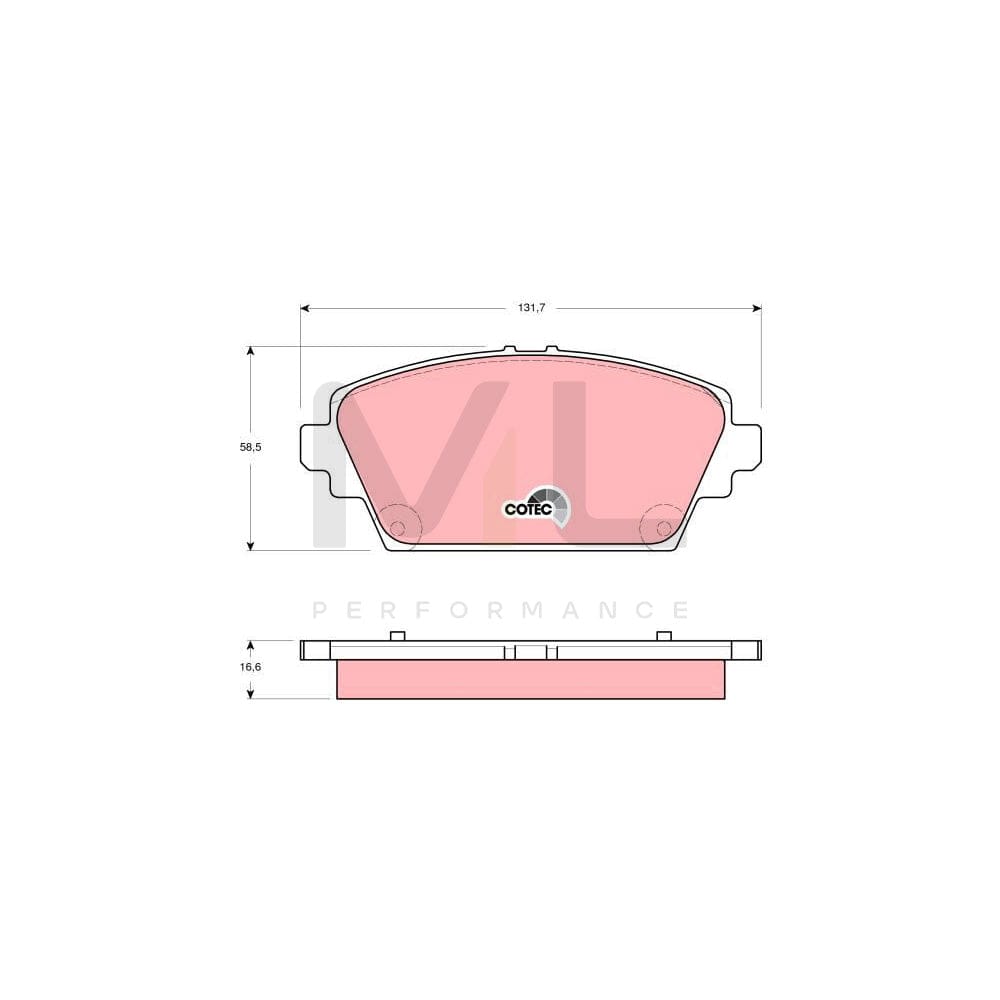 TRW Cotec Gdb3291 Brake Pad Set Not Prepared For Wear Indicator