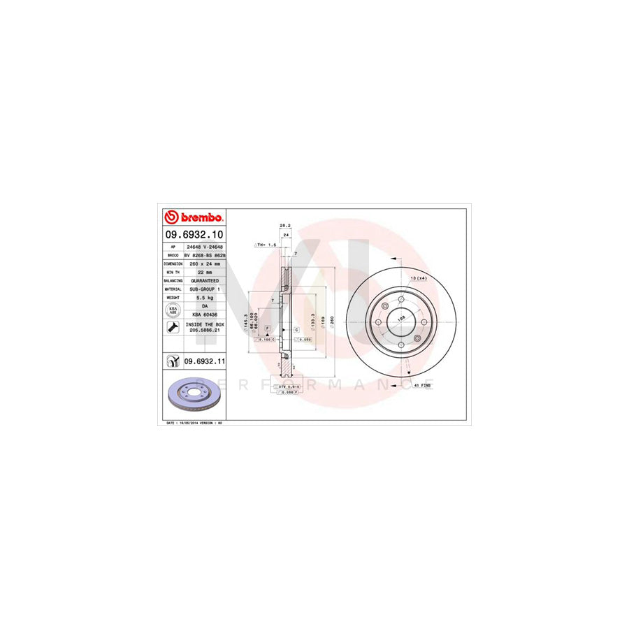 brembo-coated-disc-line-09-6932-11-brake-disc-for-peugeot-406-internally-vented-coated-with-bolts-screws