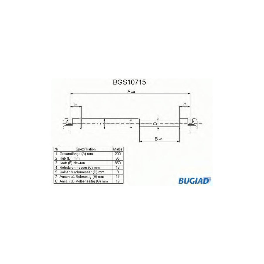 BUGIAD Bgs10715 Bonnet Strut for Peugeot 605 Saloon