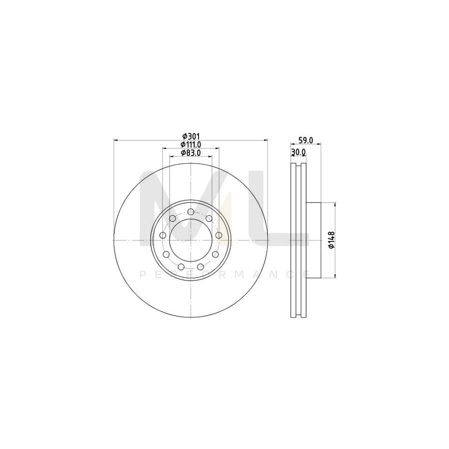 HELLA PRO 8DD 355 115-531 Brake Disc Internally Vented, Coated, without wheel hub, without wheel studs | ML Performance Car Parts