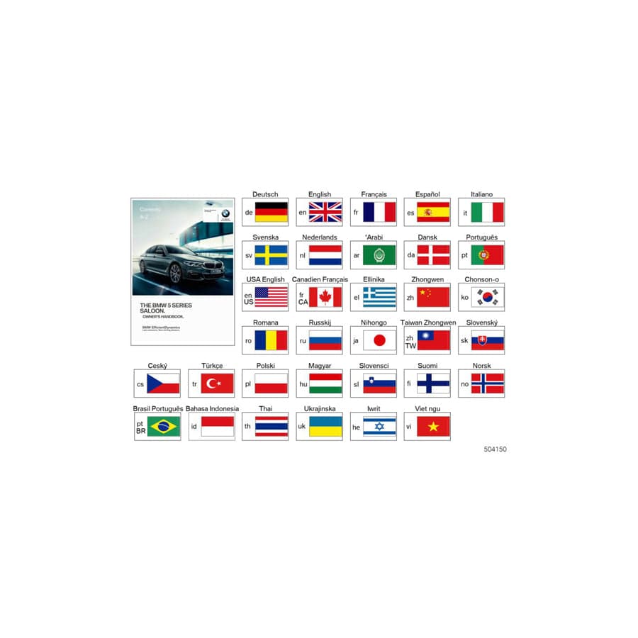 Genuine BMW 01402976334 Owner's Manual G30 ZHTW (Inc. 530iX, 520d & 530dX)