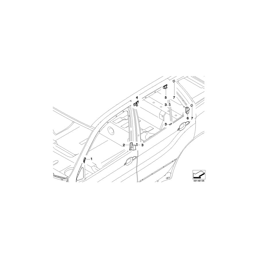 Genuine BMW 51337016590 E53 Seal, Mirror Triangle, Top Right (Inc. X5)