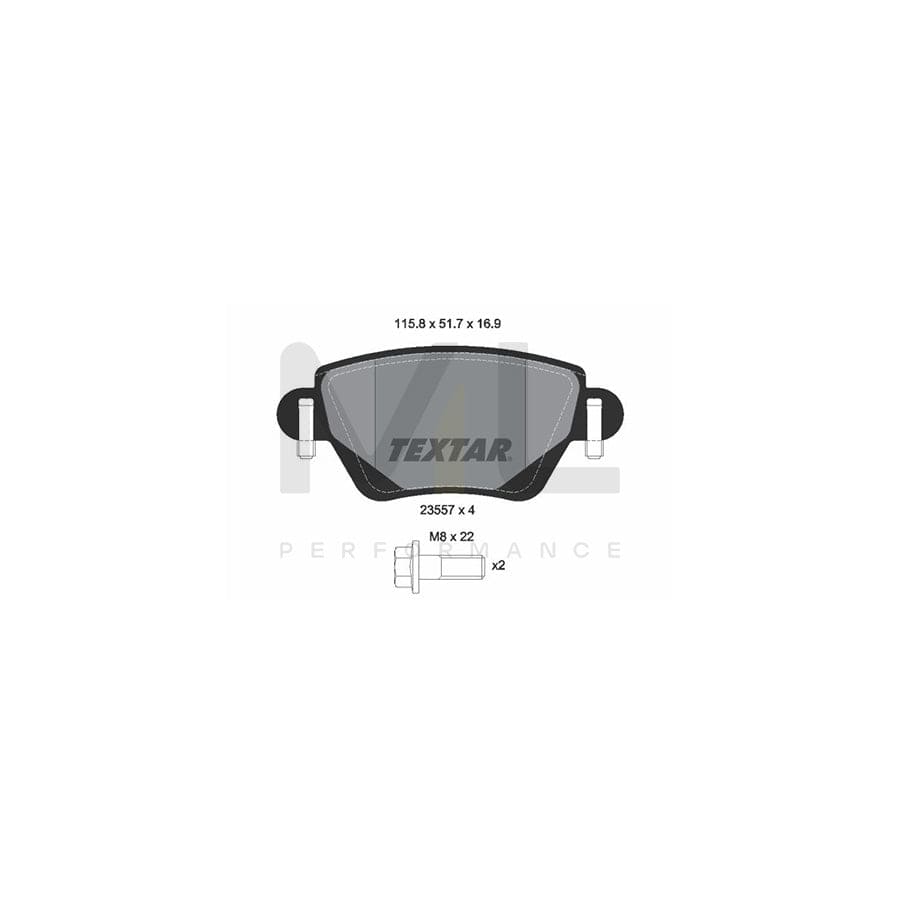 TEXTAR 2355702 Brake pad set for RENAULT KANGOO not prepared for wear indicator, with brake caliper screws