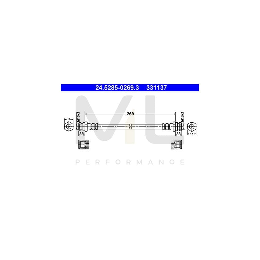 ATE 24.5285-0269.3 Brake Hose for MAZDA Demio Estate (DW) 269mm, M10x1