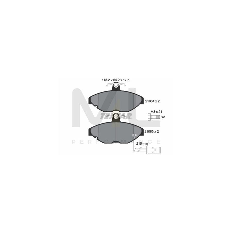 TEXTAR 2108401 Brake pad set with integrated wear warning contact, with brake caliper screws