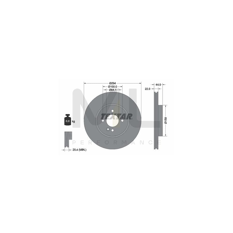 TEXTAR PRO 92183503 Brake Disc Internally Vented, Coated, without wheel hub, without wheel studs  - 1 piece