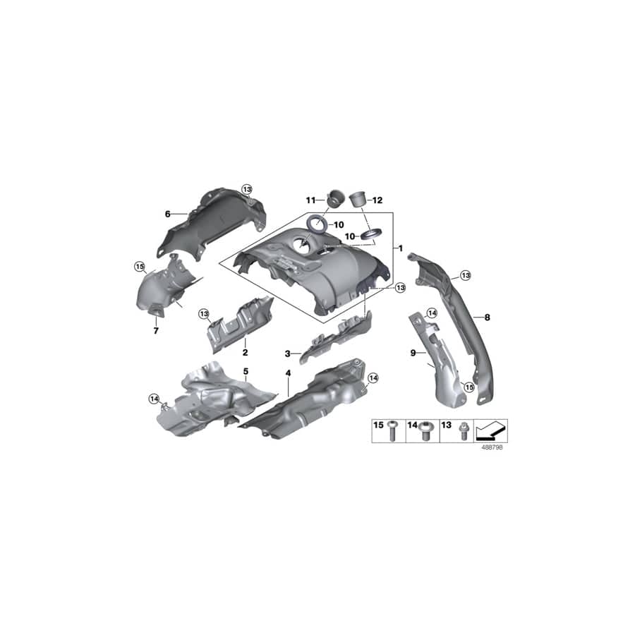 Genuine BMW 11658741615 G15 Heat Shield, Rear ZYL. 5-8 (Inc. M850iX)