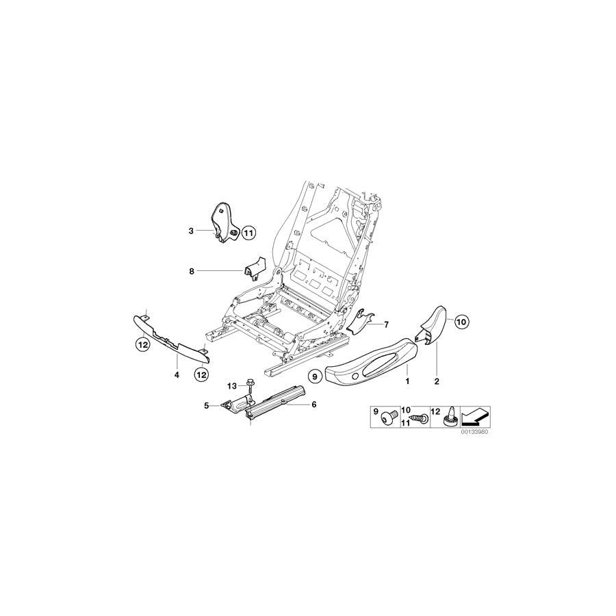 Genuine BMW 52107162773 E64 Trim, Seat Outer Left CREAMBEIGE (Inc. 630i, 635d & 650i)