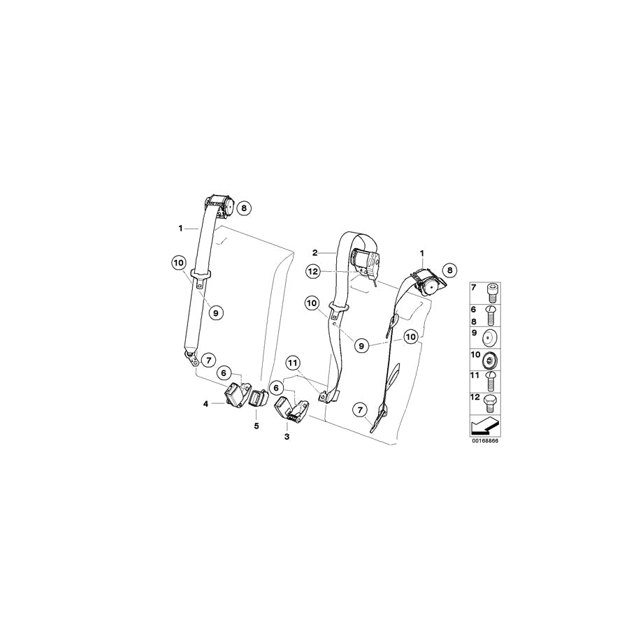 Genuine BMW 72113448363 E83 Upper Belt Rear (Inc. X3 3.0i, X3 3.0si & X3 2.5i)