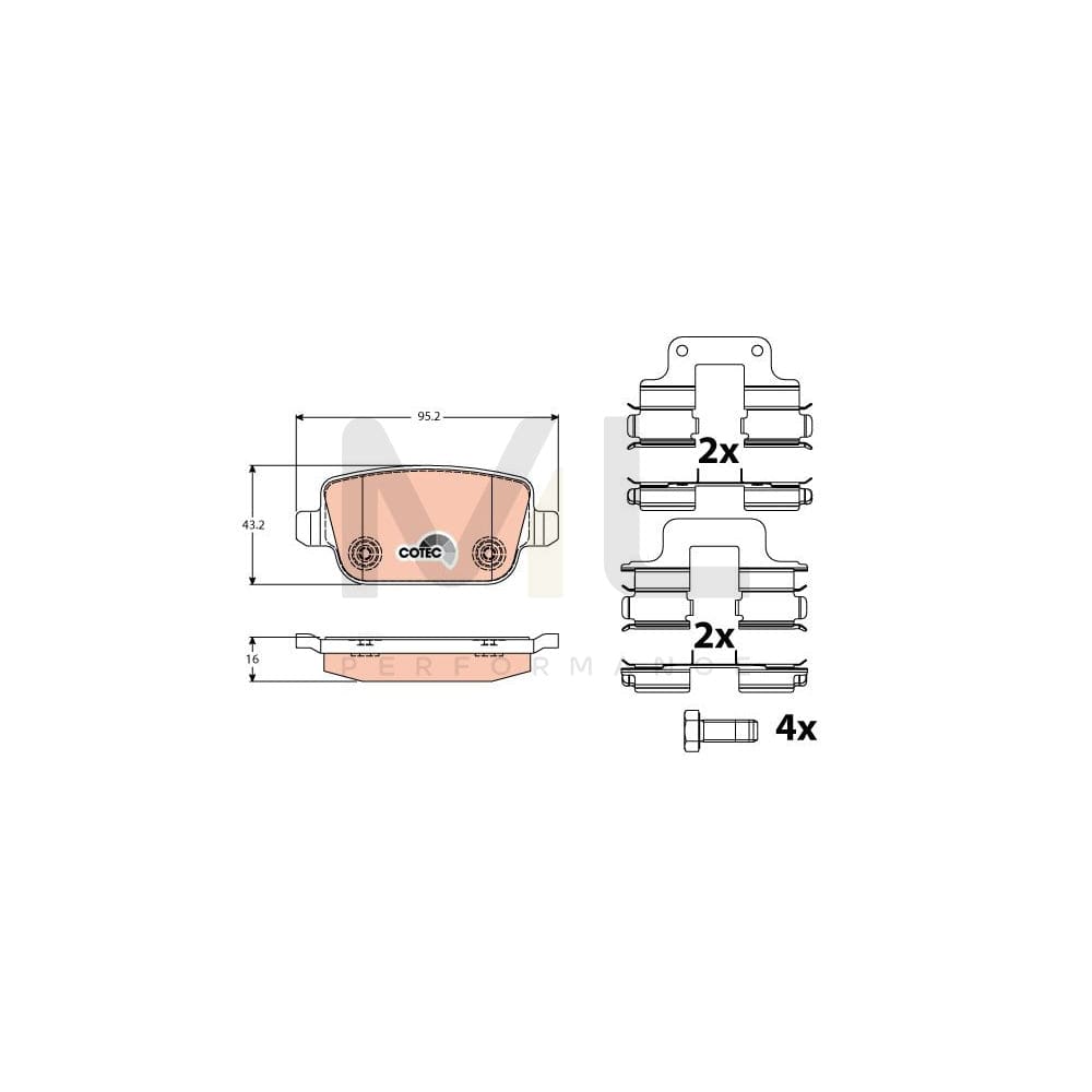 TRW Cotec Gdb1709 Brake Pad Set For Land Rover Freelander 2 Off-Road (L359) Not Prepared For Wear Indicator, With Brake Caliper Screws, With Accessories