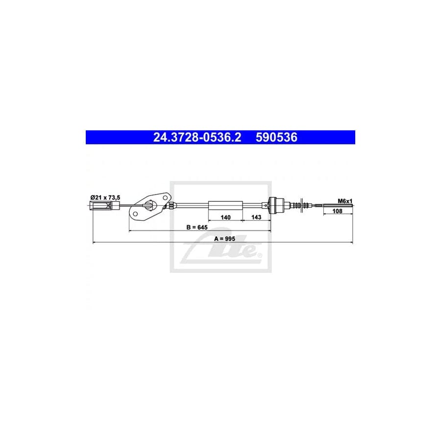 ATE 24.3728-0536.2 Clutch Cable