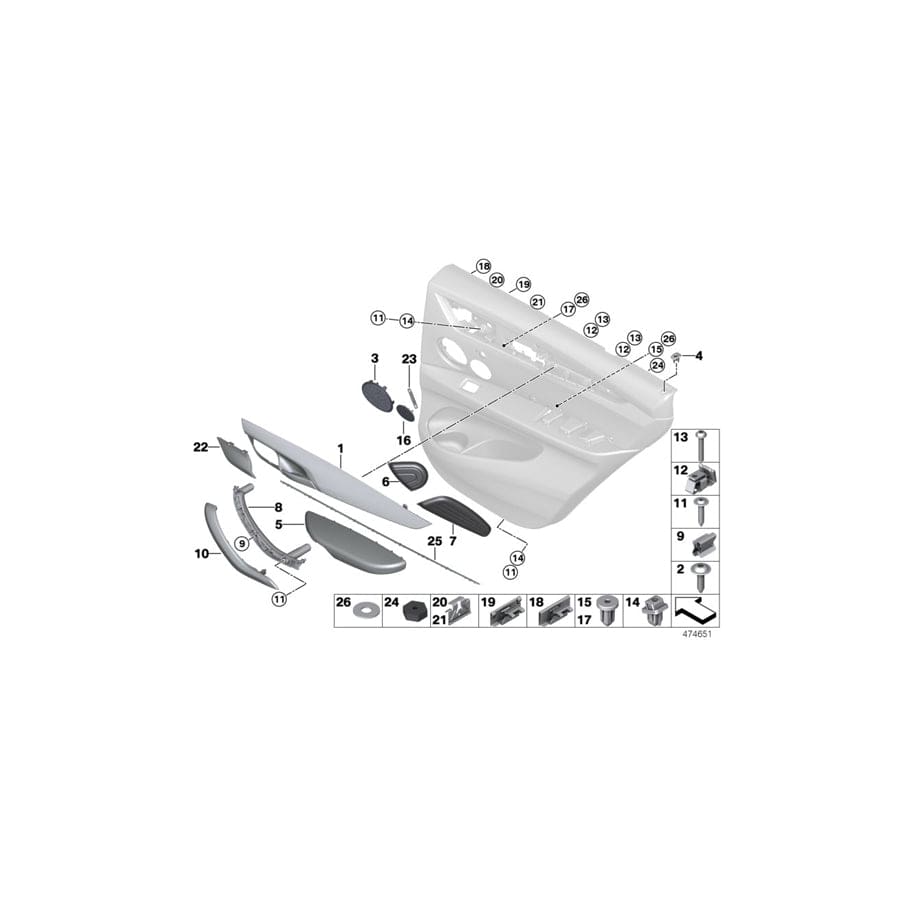 Genuine BMW 51418063922 F15 Decor Strip, Right ALU TRACE (Inc. X5)