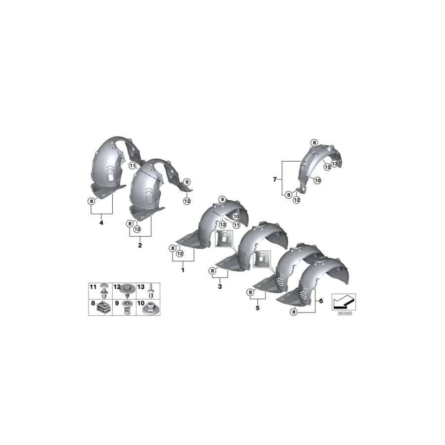 Genuine BMW 51717290795 F46 F45 Cover, Wheell Housing, Rear Left (Inc. 225xe, 220dX & 218dX)
