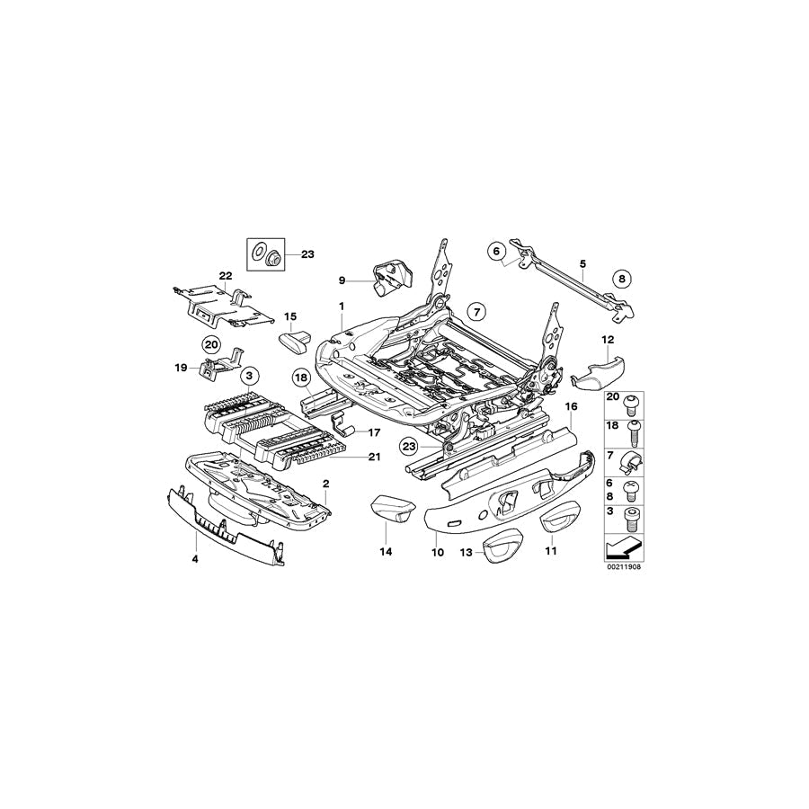 Genuine BMW 52107157390 E91 E90 Trim, Seat Inner Right GRAU (Inc. 316d, 323i & 335d)