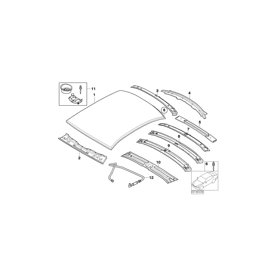 Genuine BMW 41327044873 E65 E66 Rear Window Frame Bottom Part (Inc. 740i, 745d & 745i)