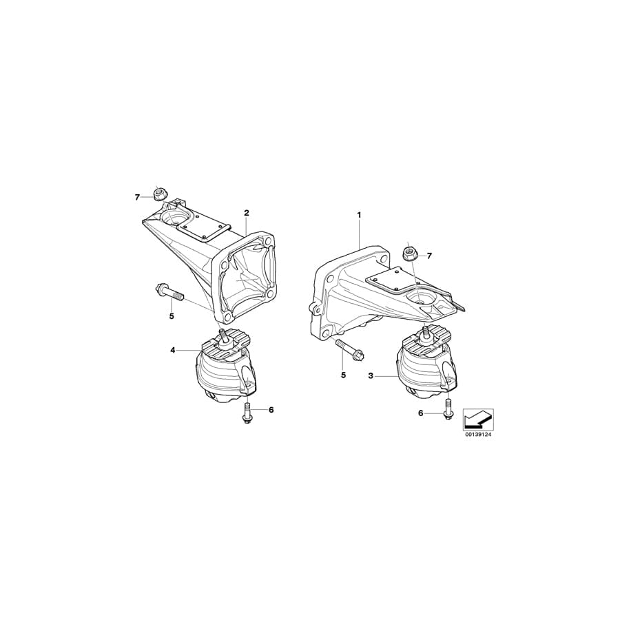 Genuine BMW 22112282627 E61 E64 E60 Engine Supporting Bracket, Left (Inc. M5 & M6)