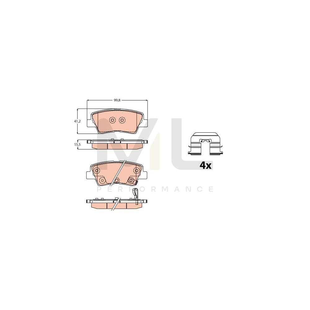 TRW Gdb2173 Brake Pad Set For Kia Soul Ii (Ps) With Acoustic Wear Warning, With Accessories
