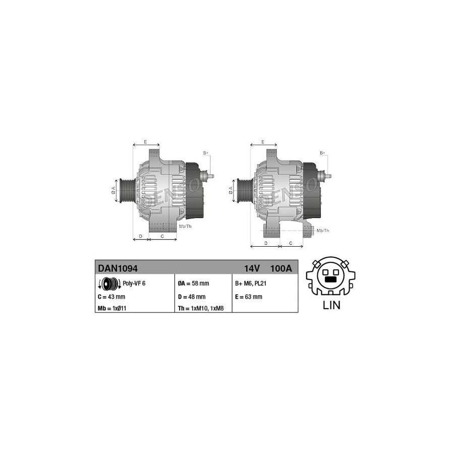 DENSO DAN1094 Alternator