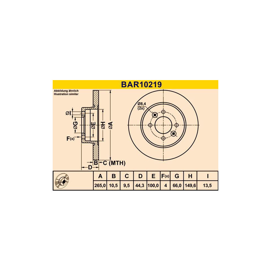 Barum Bar10219 Brake Disc