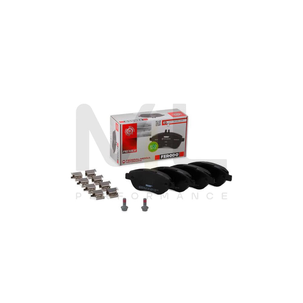 Ferodo Premier Eco Friction FDB1476 Brake Pad Set Not Prepared for Wear Indicator, With Brake Caliper Screws, With Accessories