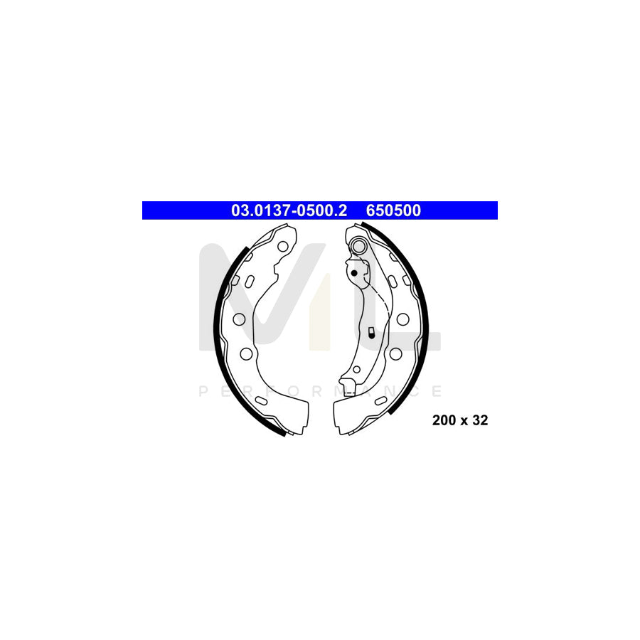 ATE 03.0137-0500.2 Brake Shoe Set with lever