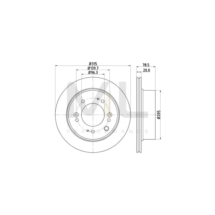 HELLA 8DD 355 116-571 Brake Disc for KIA Sorento I (JC) Internally Vented, without wheel hub, without wheel studs | ML Performance Car Parts