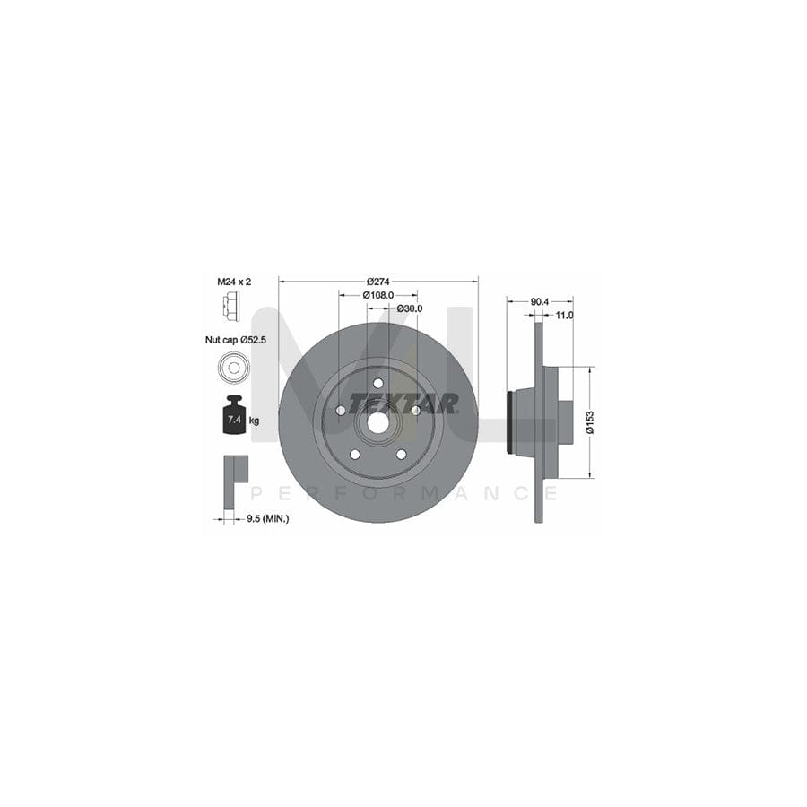 TEXTAR PRO 92196203 Brake Disc Solid, Coated, with integrated magnetic sensor ring, with wheel bearing  - 1 piece