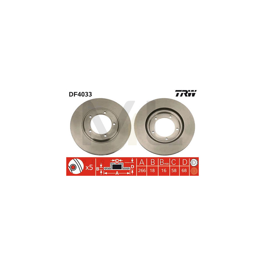 TRW DF4033 Brake Disc Vented  - 1 piece
