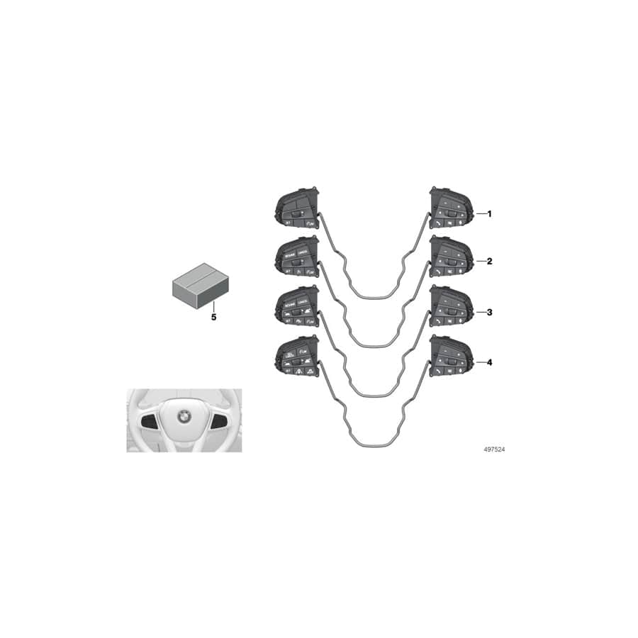 Genuine BMW 61319461229 G20 G21 Switch, Multifunct. Steering Wheel (Inc. 320iX, 330i & 330e)