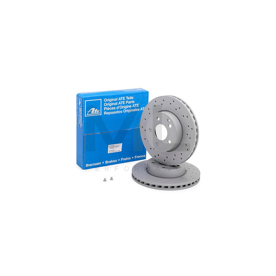 ATE 24.0128-0100.1 Brake Disc suitable for MERCEDES-BENZ C-Class Perforated / Vented, Coated, Alloyed / High-carbon, with bolts/screws  - 1 piece