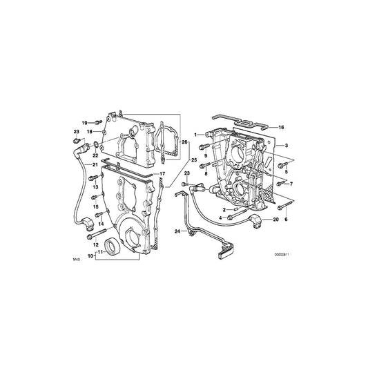 Genuine BMW 11141439645 E34 E36 Timing Case Cover, Bottom (Inc. 316g, 518i & Z3 1.8)