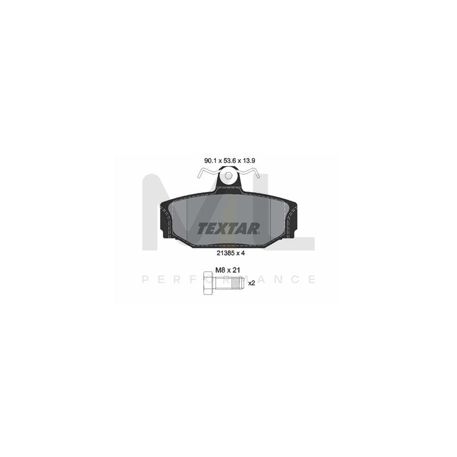 TEXTAR 2138501 Brake pad set not prepared for wear indicator, with brake caliper screws