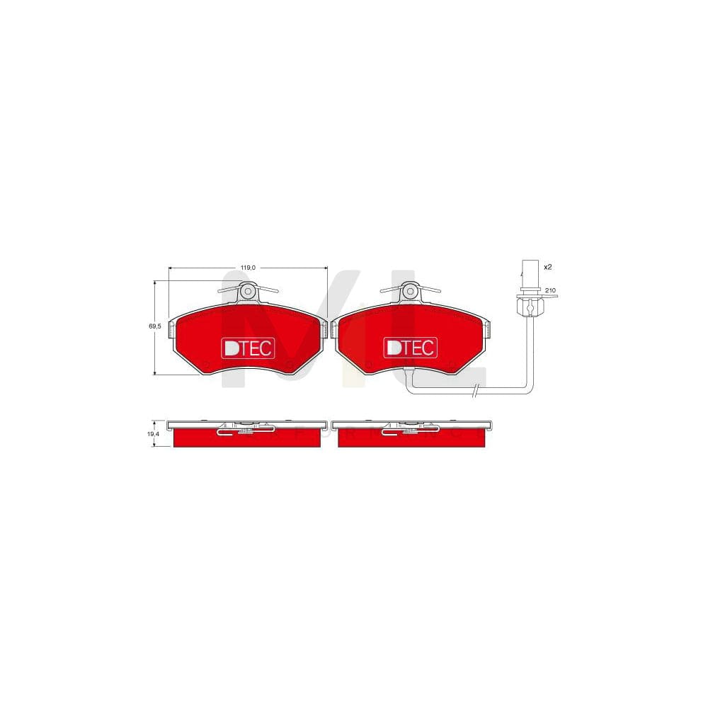 TRW Dtec Cotec Gdb1366Dte Brake Pad Set Incl. Wear Warning Contact