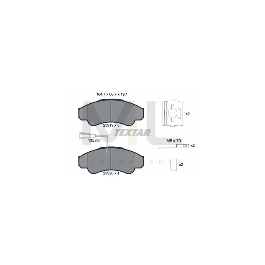 TEXTAR 2391901 Brake pad set with integrated wear warning contact, with brake caliper screws, with accessories