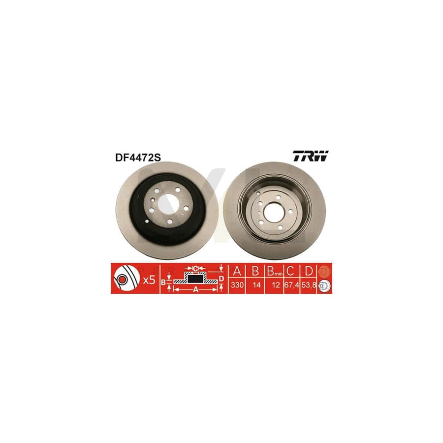 TRW DF4472S Brake Disc Solid, Painted  - 1 piece