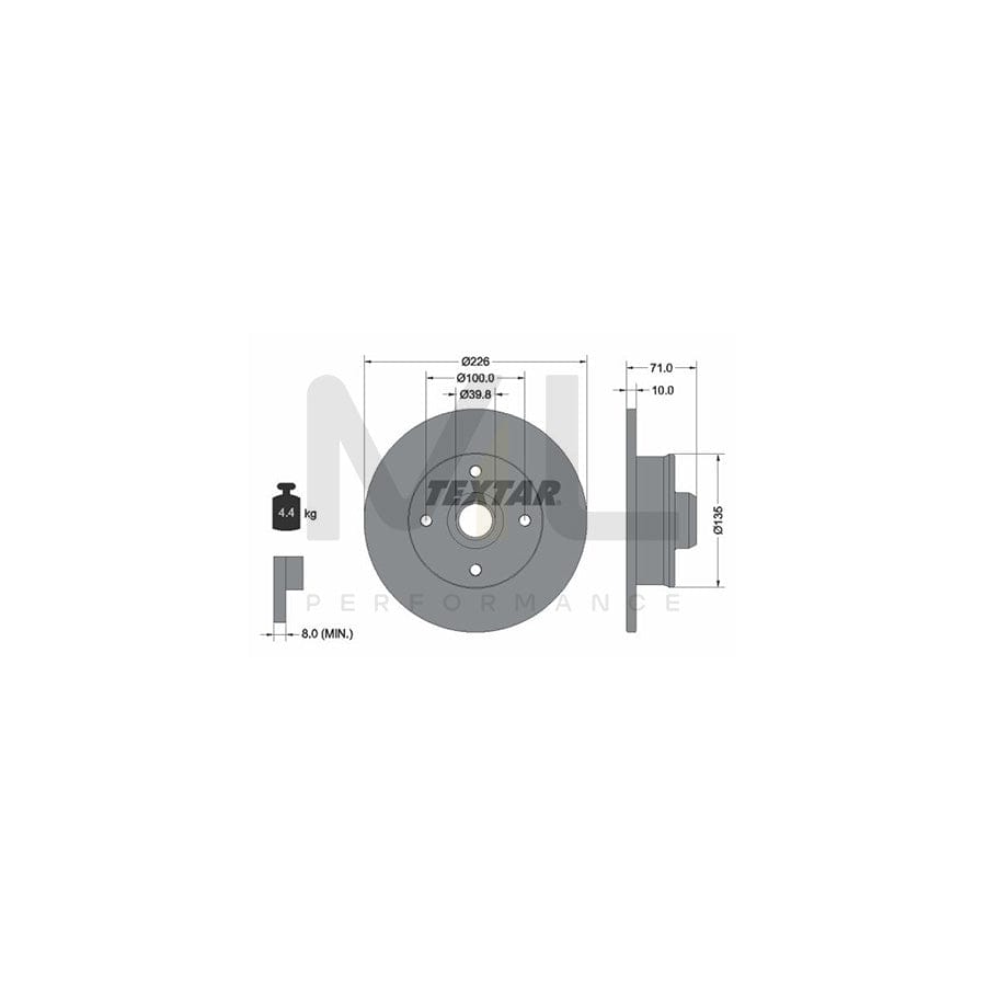 TEXTAR 92041800 Brake Disc Solid, with wheel hub, without wheel studs  - 1 piece
