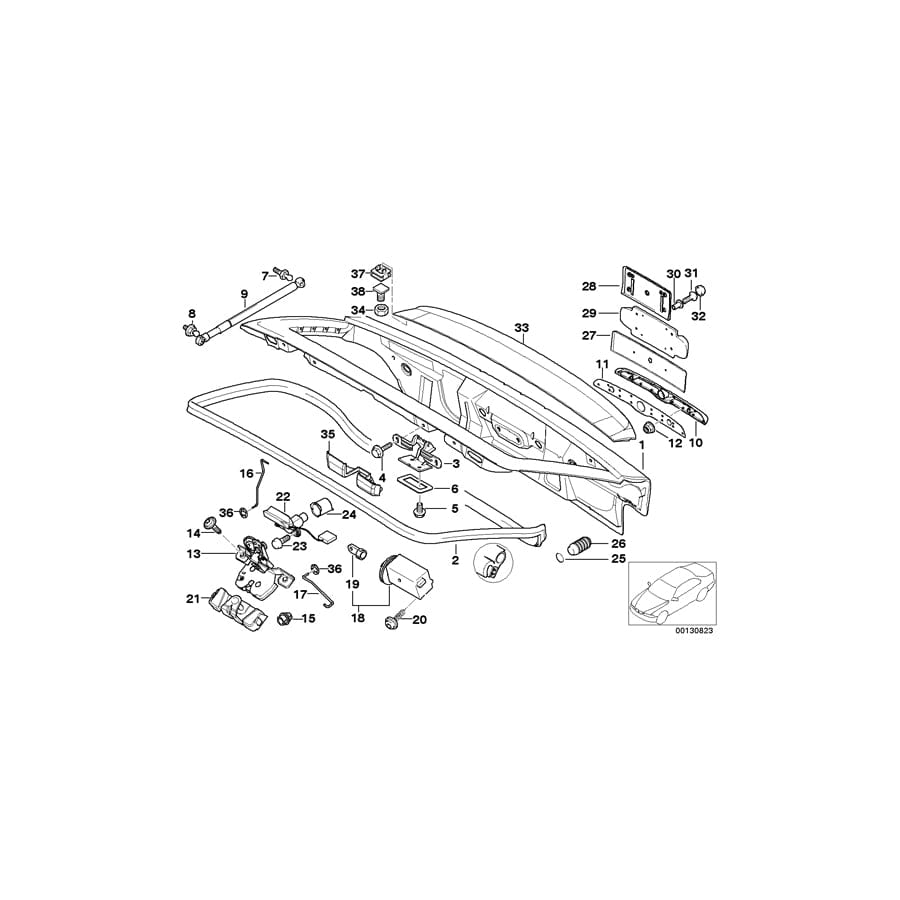 Genuine BMW 51248400506 E36 Connection Rod, Trunk Lid Lock (Inc. Z3)
