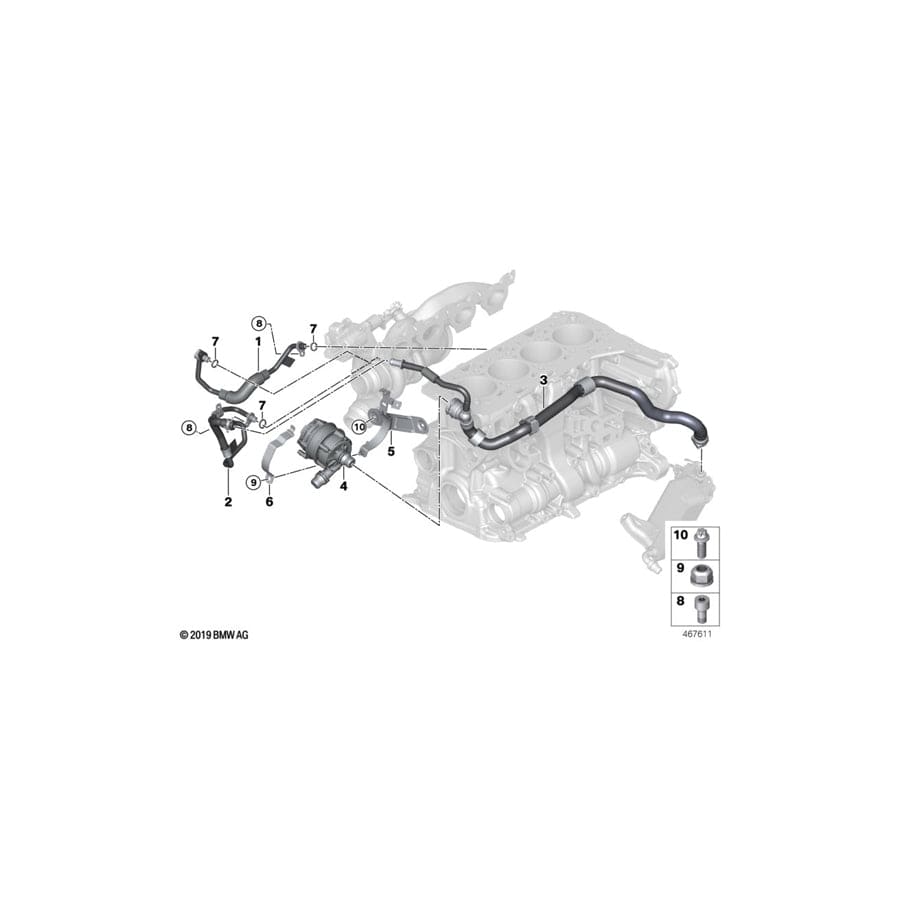Genuine BMW 11538673023 F30 Coolant Line, Turbocharger Return Line (Inc. 330e)