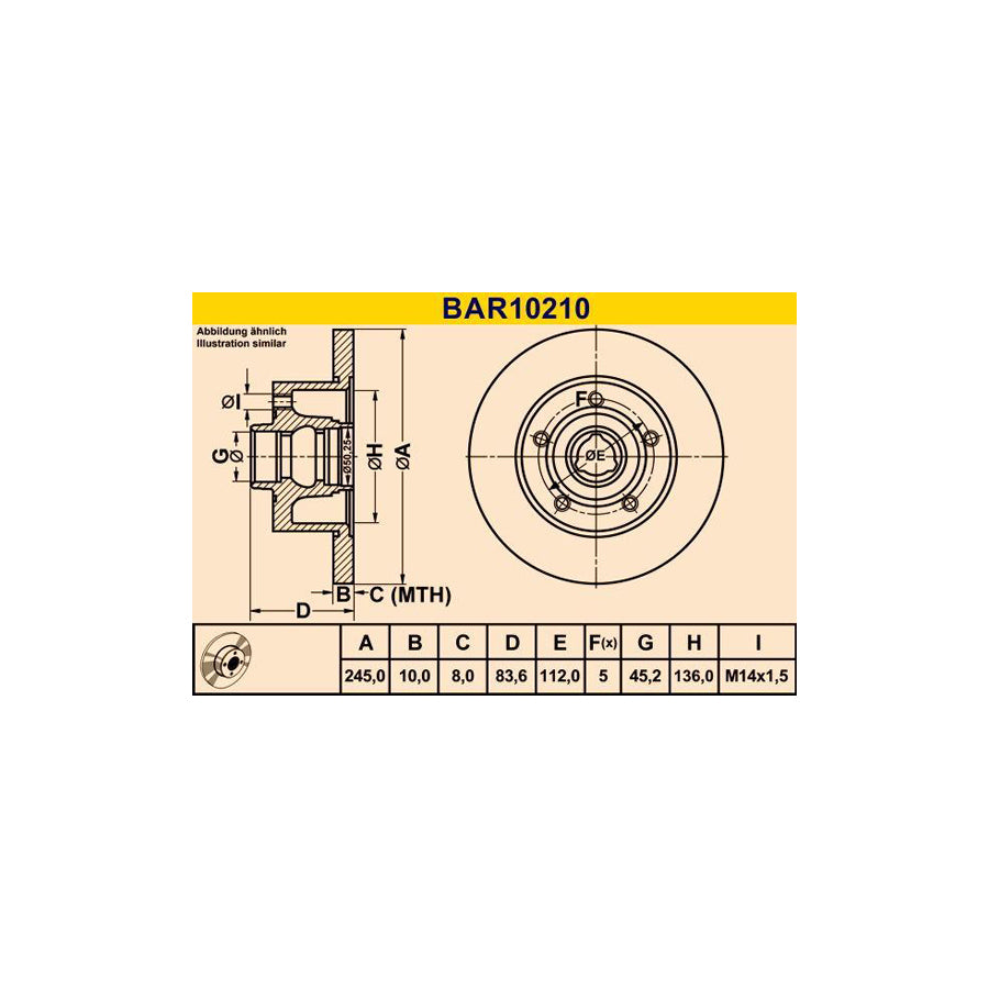Barum Bar10210 Brake Disc for Audi A4