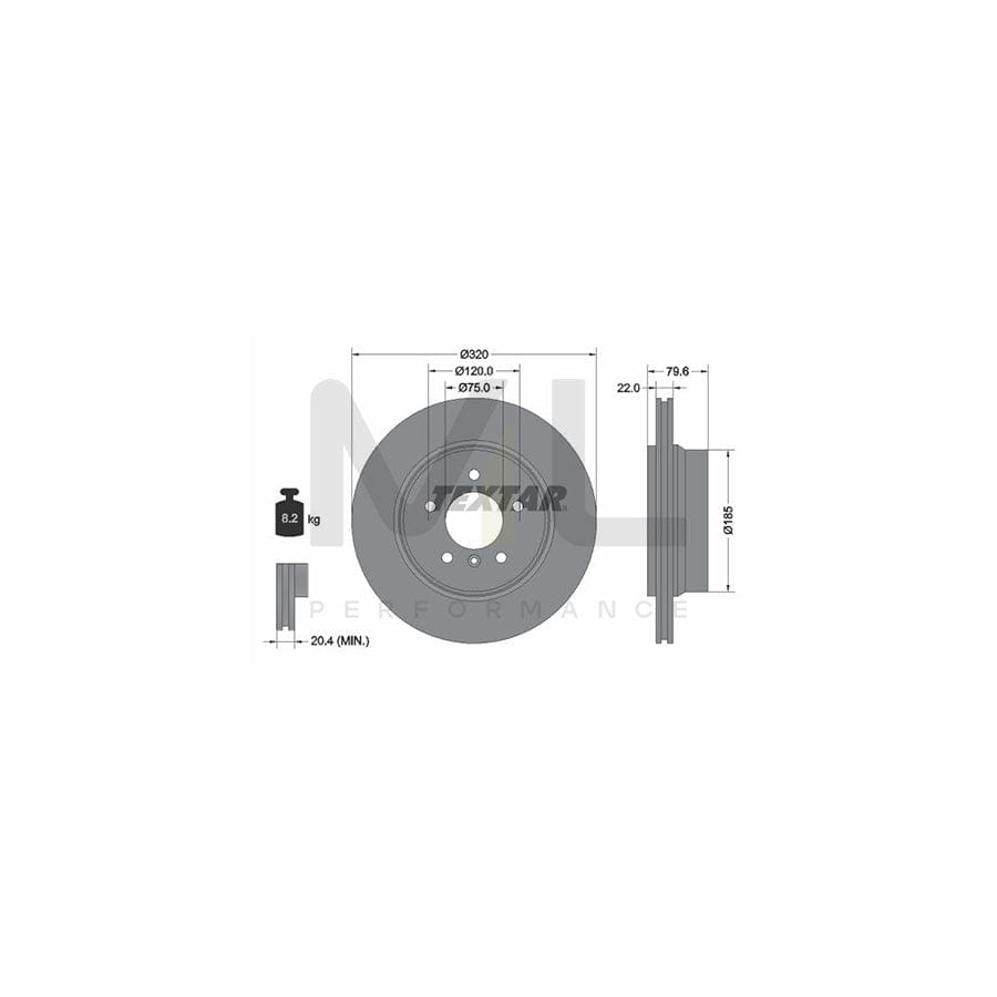 TEXTAR PRO 92141603 Brake Disc for BMW X3 (E83) Externally Vented, Coated, without wheel hub, without wheel studs  - 1 piece