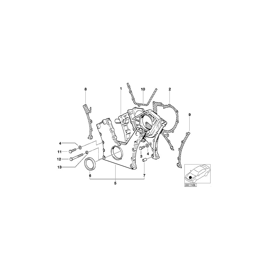 Genuine BMW 11141736517 E38 E31 Timing Case Cover, Bottom (Inc. 750iL, 750i & 750iLS)