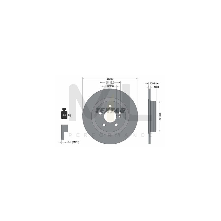 TEXTAR PRO 92277503 Brake Disc Solid, Coated, without wheel hub, without wheel studs  - 1 piece